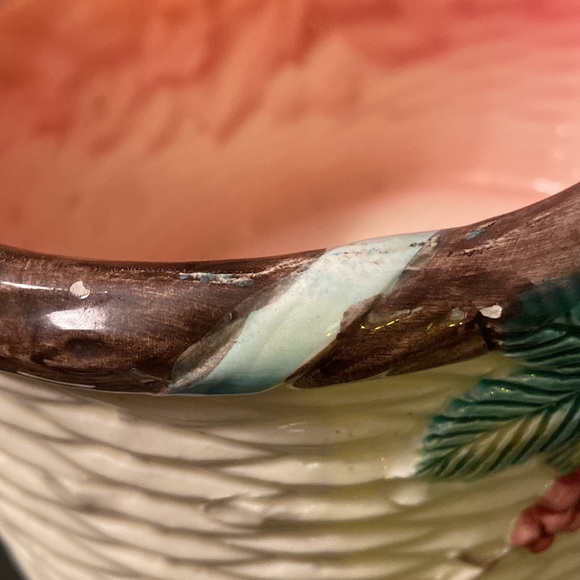 The Haldon Group Ceramic Majolica Fruits Pitcher Jug and Handheld Basket set - Picture 8 of 8